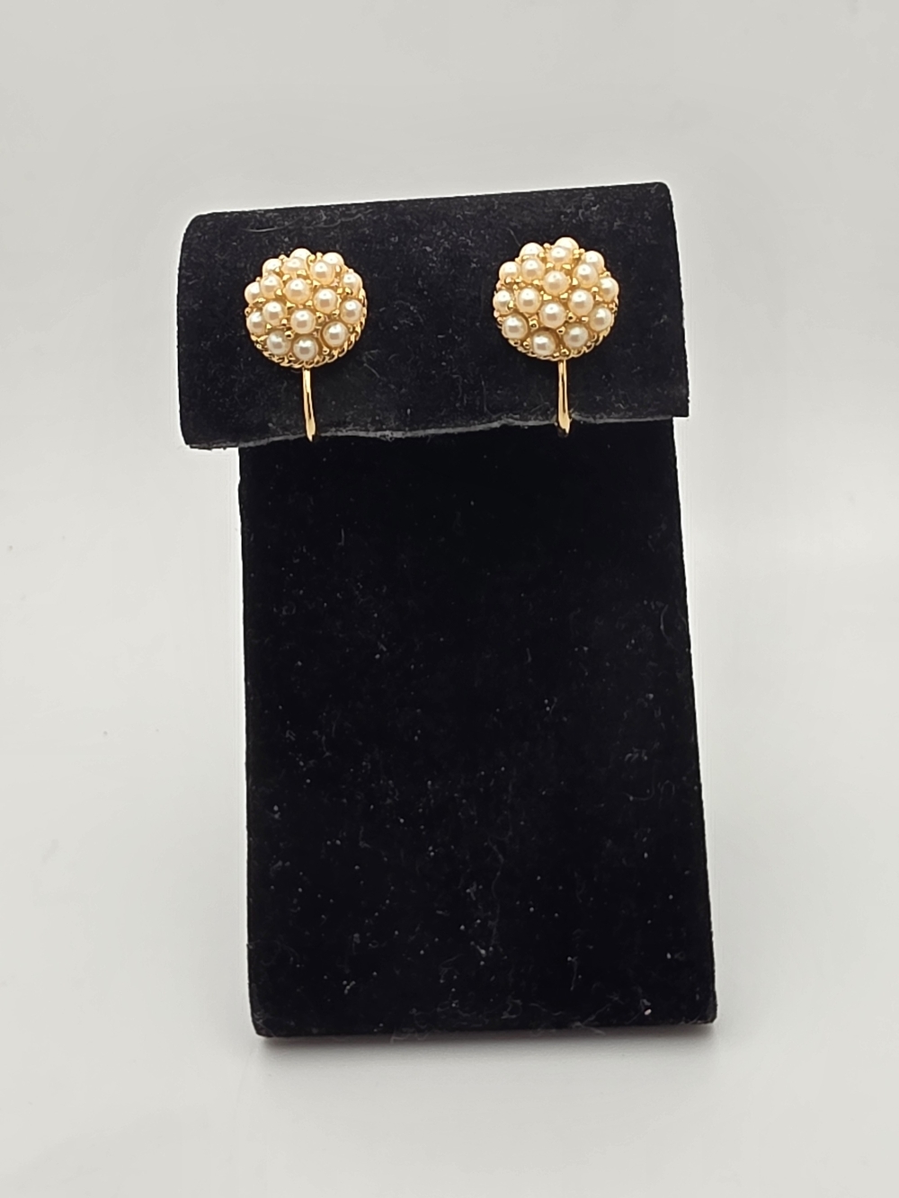 Vintage Gold Pearl Cluster Earrings
